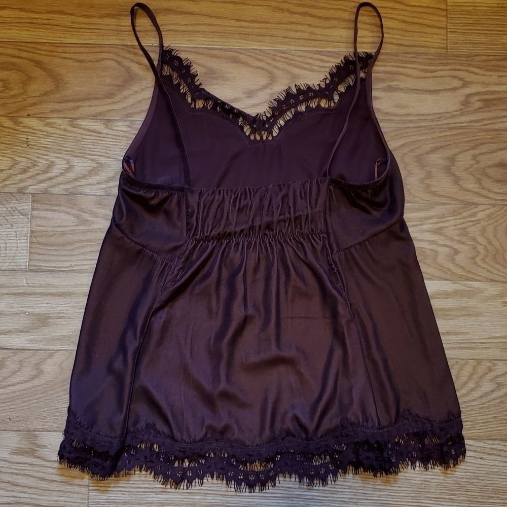 Max Studio Velvet Lace Cami Top Burgundy NWT Size S Sexy Date Night Camisole