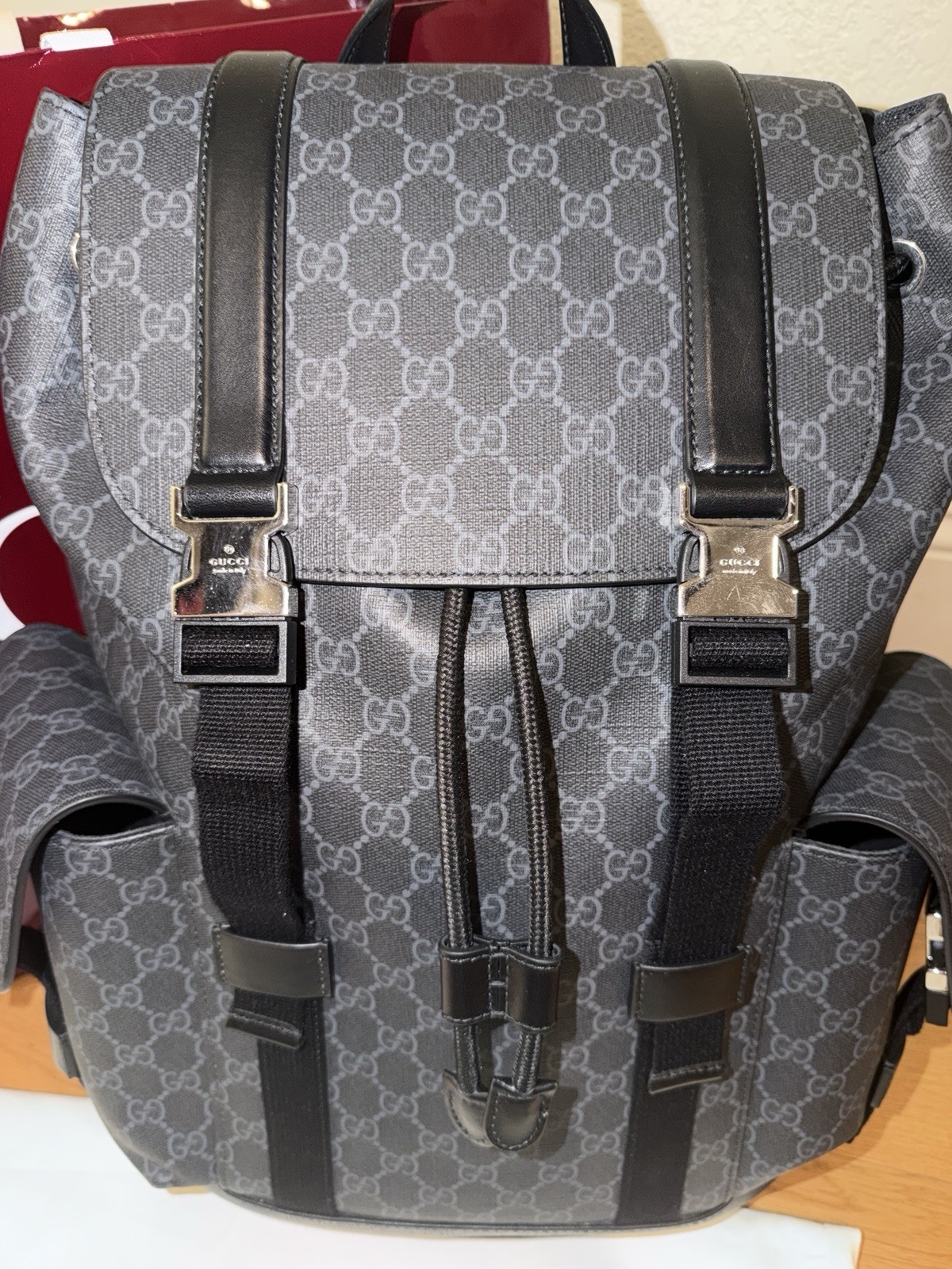 Gucci Ophidia Large Backpack Supreme Black Canvas Only, Excellent Condition