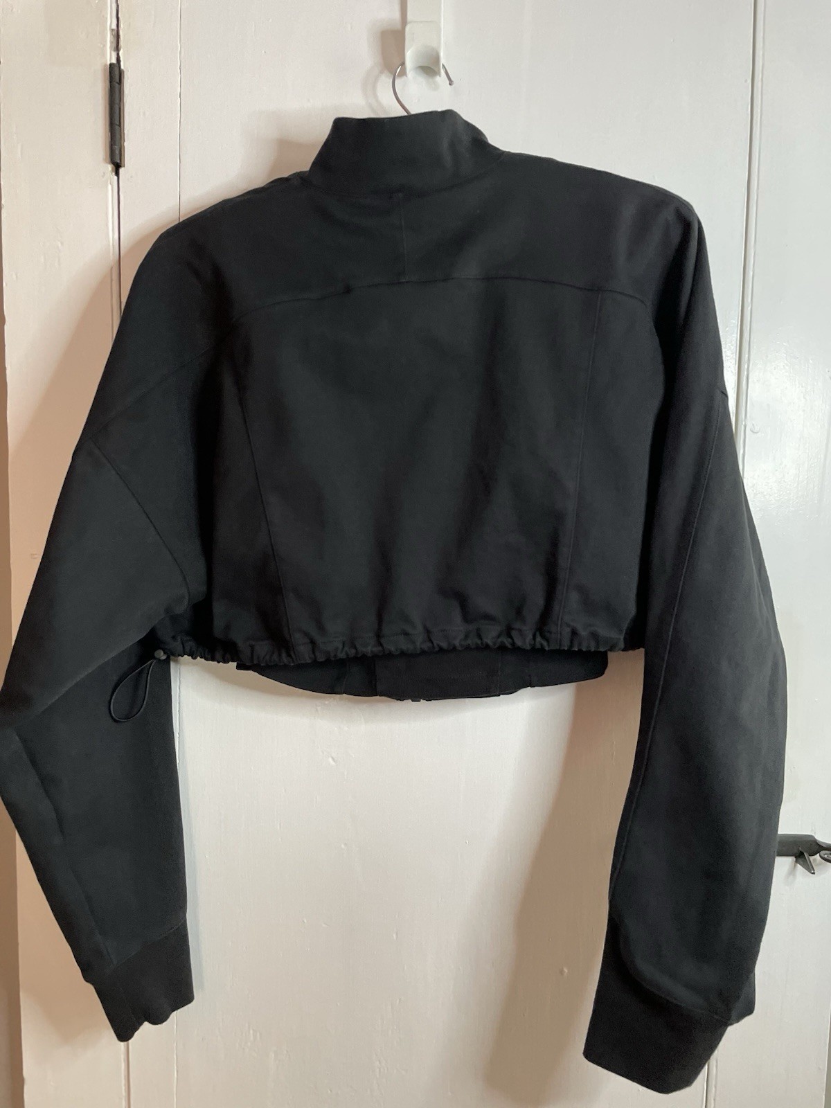 ALO On Point Black Moto Jacket Tight Inner Layer Boxy Cinchable Zip Up Outer