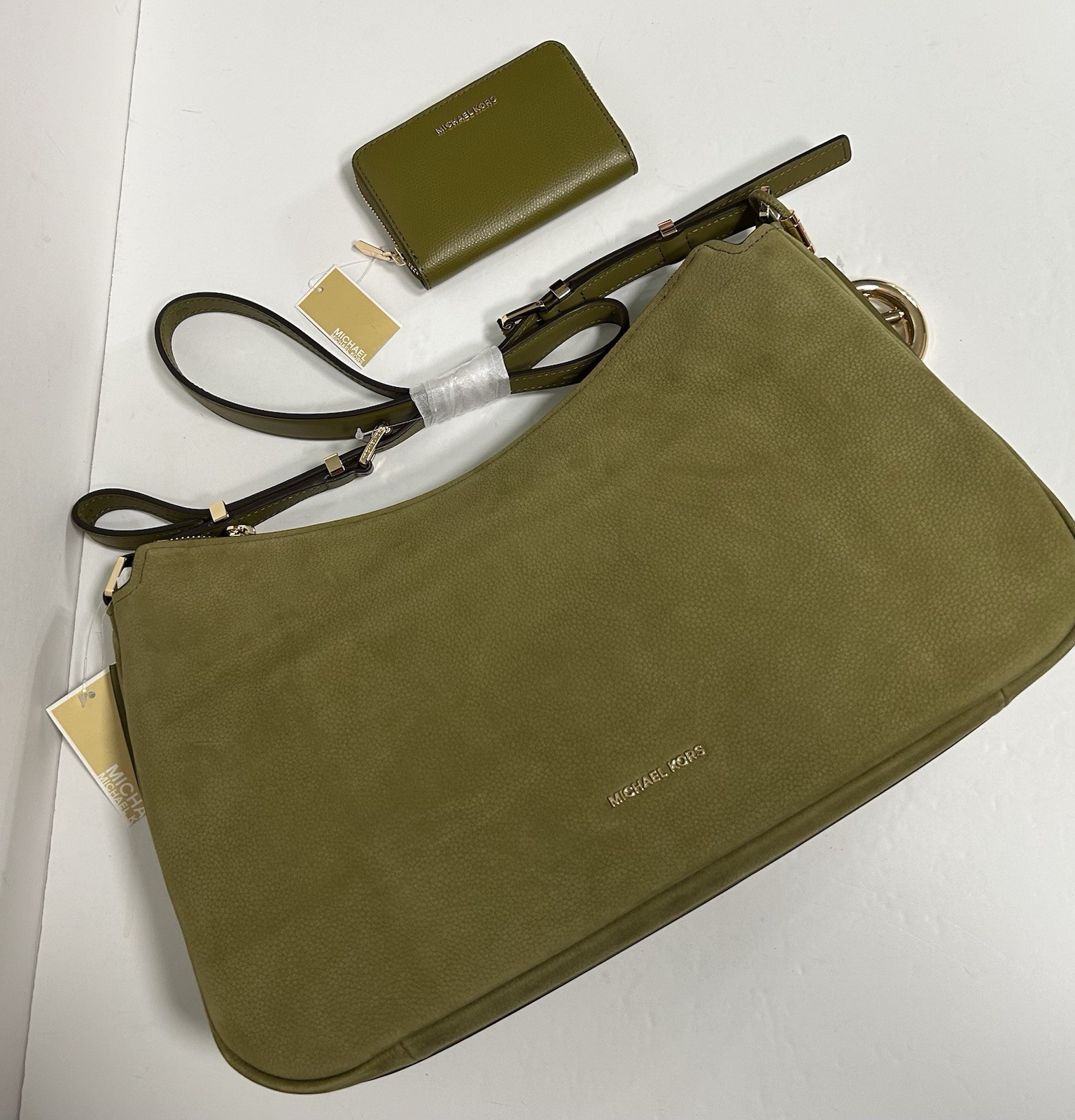 MICHAEL KORS NWT PISTACHIO NOLITA SHOULDER BAG & WALLET ~ GENUINE LEATHER
