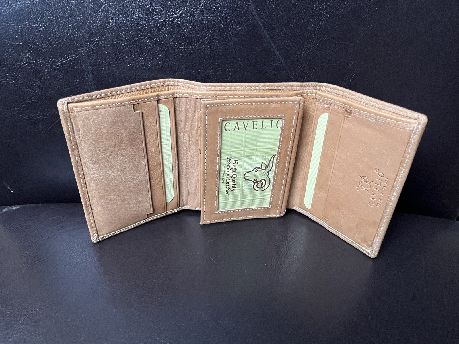 Cavelio Trifold Men’s Premium Leather Wallet Black or Brown