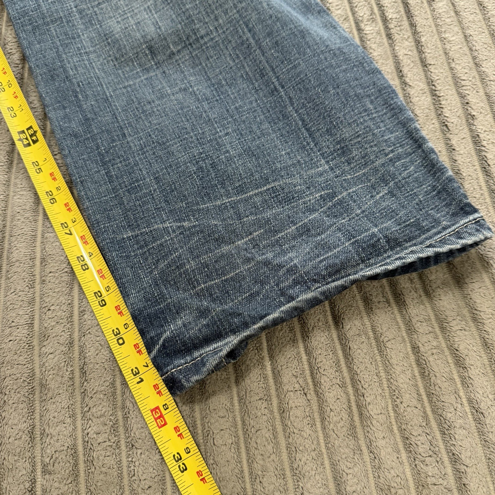 Tokyo Five The Way Jeans Mens 38×32 Blue Denim Whiskered Cotton Button Fly Pants