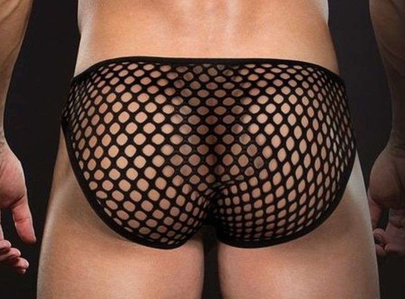 New Men’s Envy Black Sheer Fishnet Briefs See Through Low Rise Mesh Pouch S/M