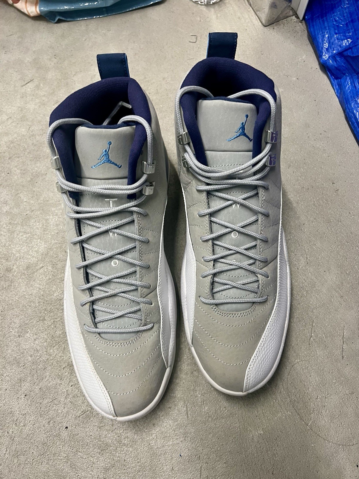 Jordan Air Jordan 12 Mid Top Men’s Suede Lace Up Basketball Sneakers Gray
