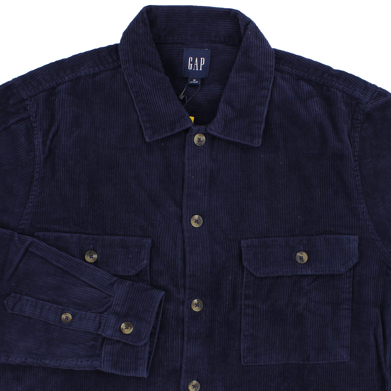 Gap Men’s Corduroy Long Sleeve Button Up Shirt, Chest Button Pockets, Collared