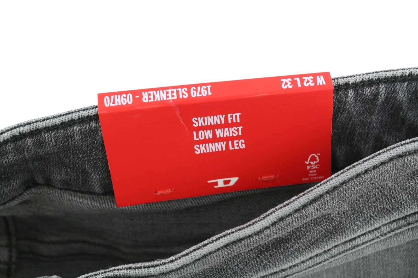 DIESEL 1979 Sleenker 09H70 Men Jeans W32/L32 Skinny Grey Distress Low RRP250 *