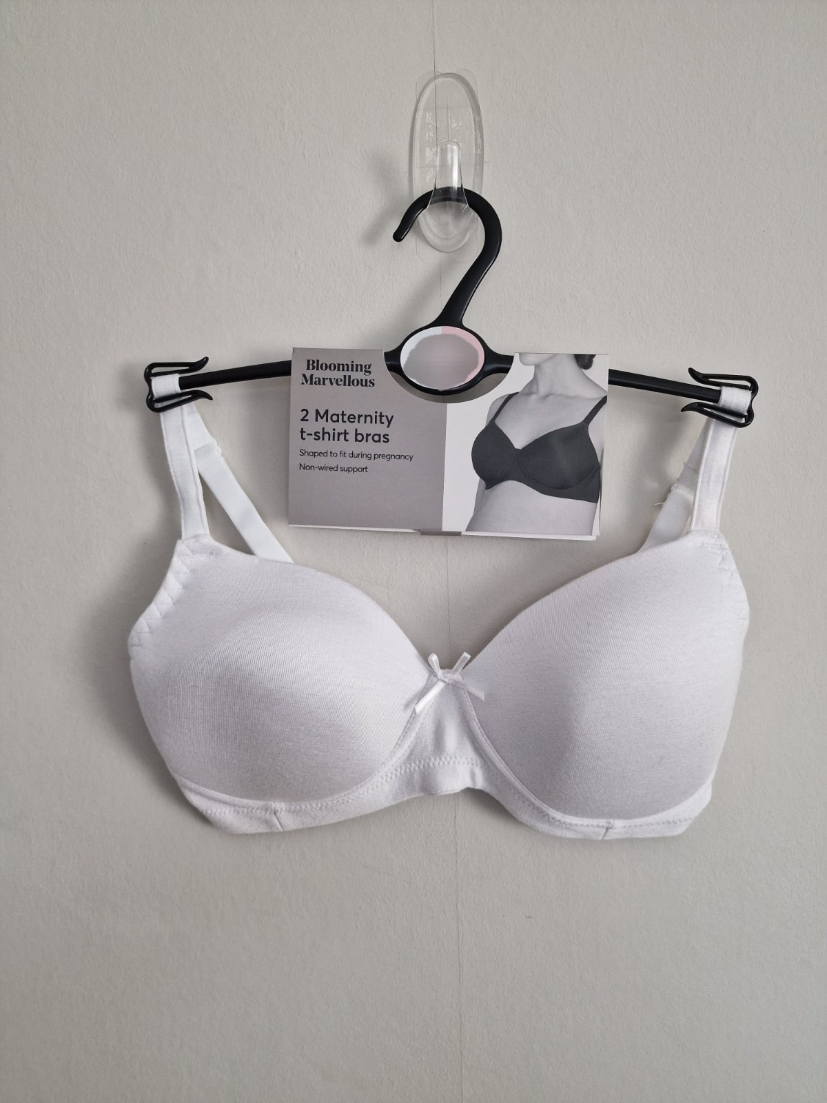 2 x Mothercare Maternity T-shirt Bra Black & White Non-Wired