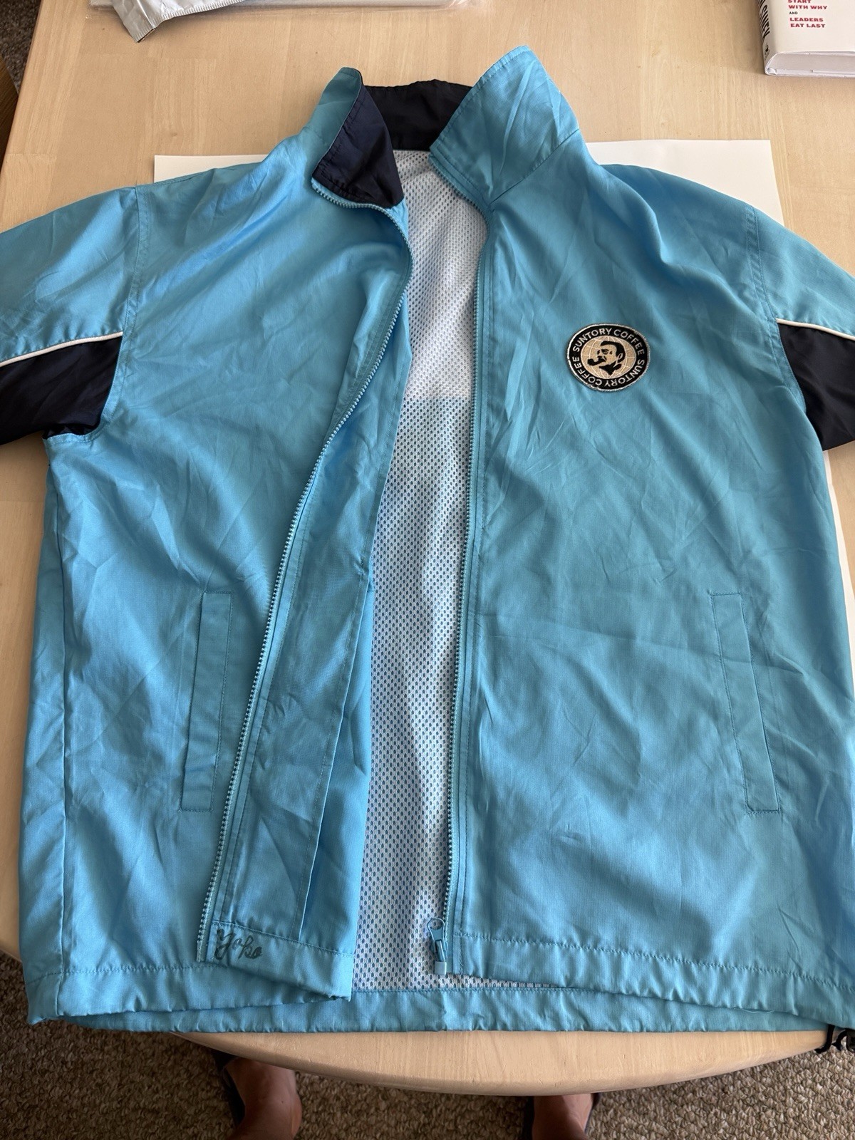 Suntory Coffee Windbreaker Jacket Unisex L Light Blue Vintage