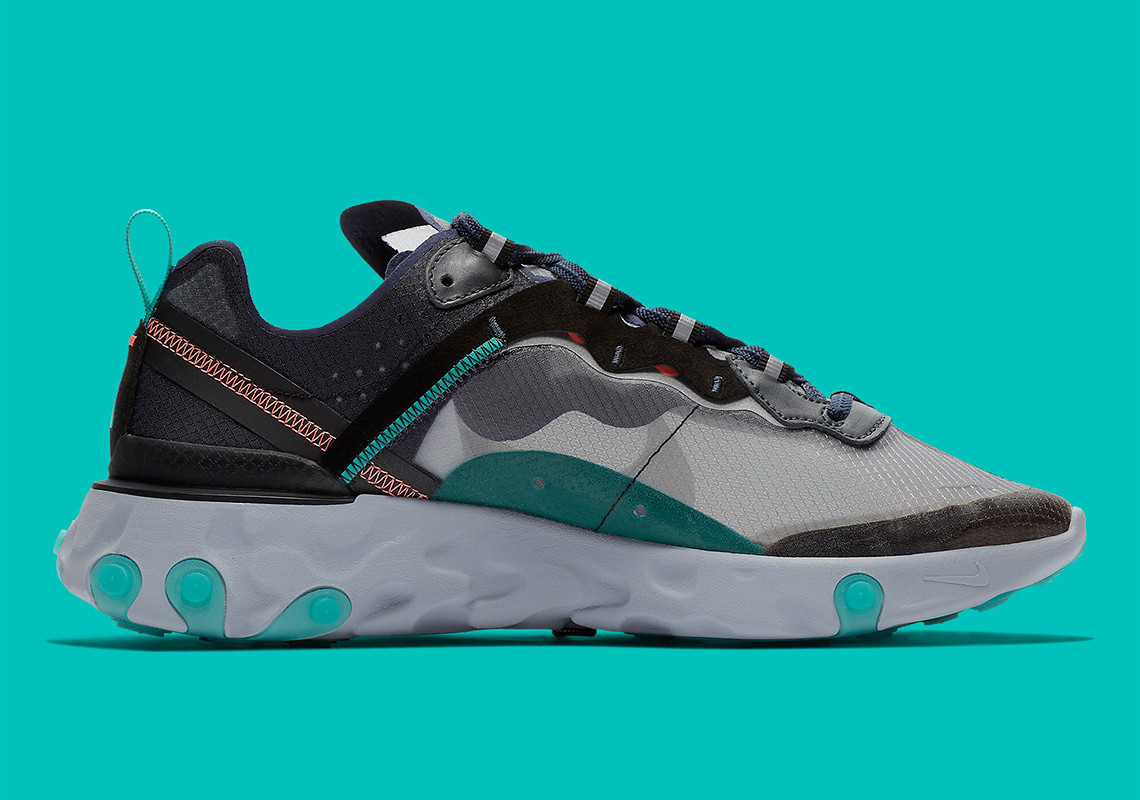 Nike React Element 87 size 7.5. Neptune Green Navy Grey Teal. AQ1090-005.