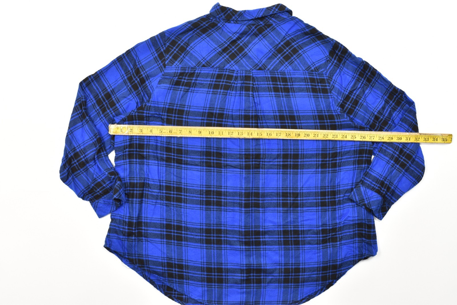 Torrid Plus Size 3 Blue Plaid Flannel Button Up Shirt Cage Strappy Shoulder
