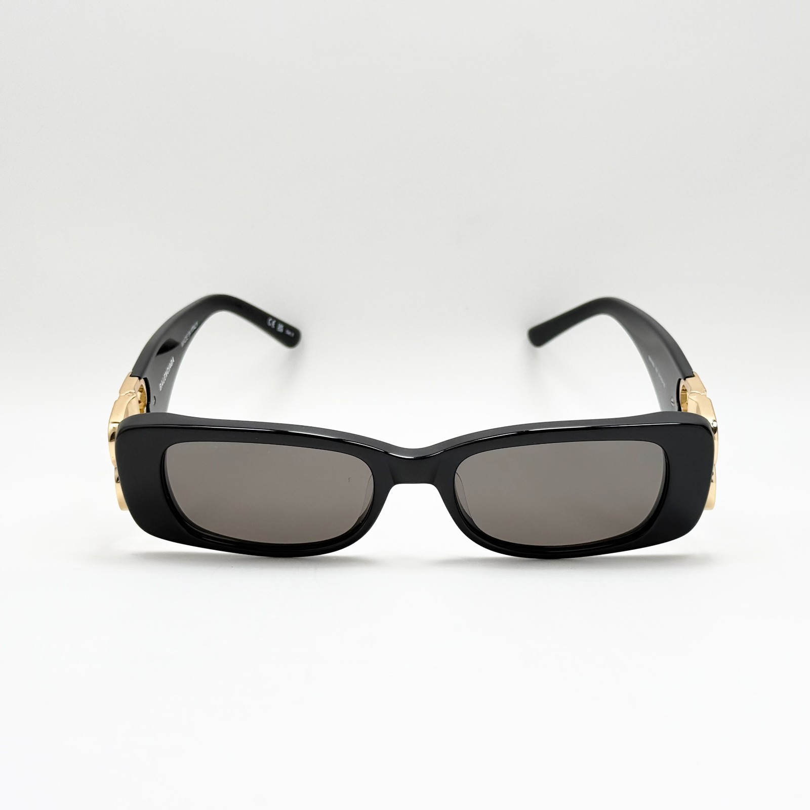 Balenciaga BB0096S 001 Sunglasses Black Rectangle Grey Lens Women 51-18-130