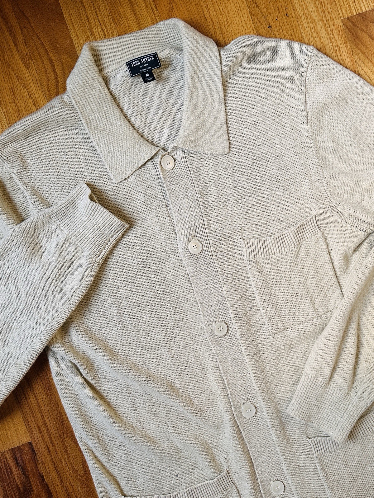 Todd Snyder Mens Medium Slub cotton / linen Pub Jacket With pockets in Cream