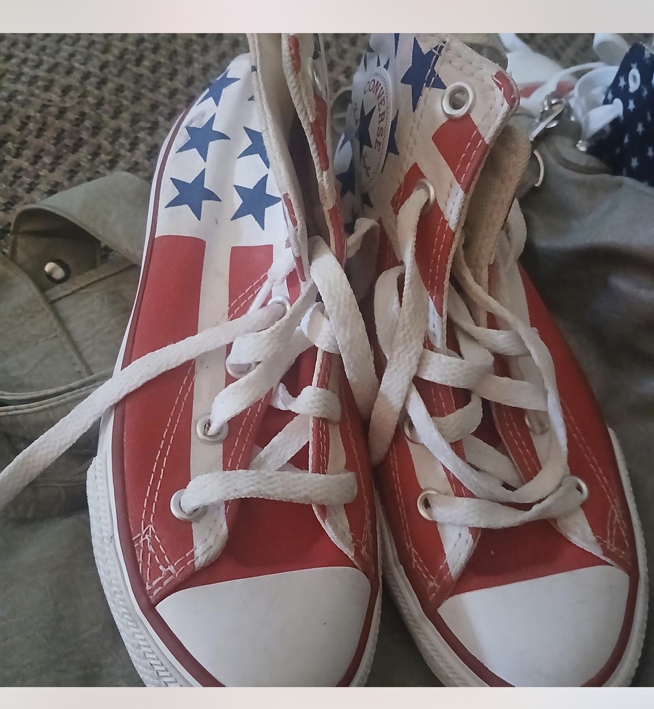 Converse Chucks American Flag Sneaker Youth Size 1 Unisex Shoes Red White Blue