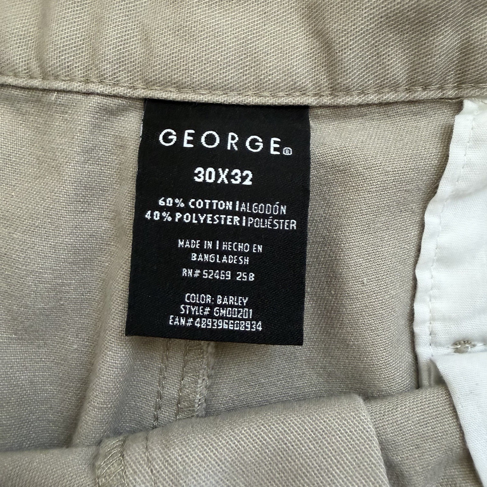 George 30×32 Measures 29×30 Mens Pleated Khaki Pants Beige Chino Barley Pants