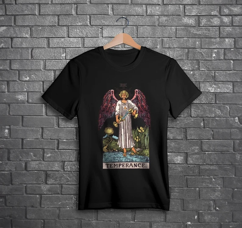 Temperance Tarot Card T-Shirt: Gothic Occult Style