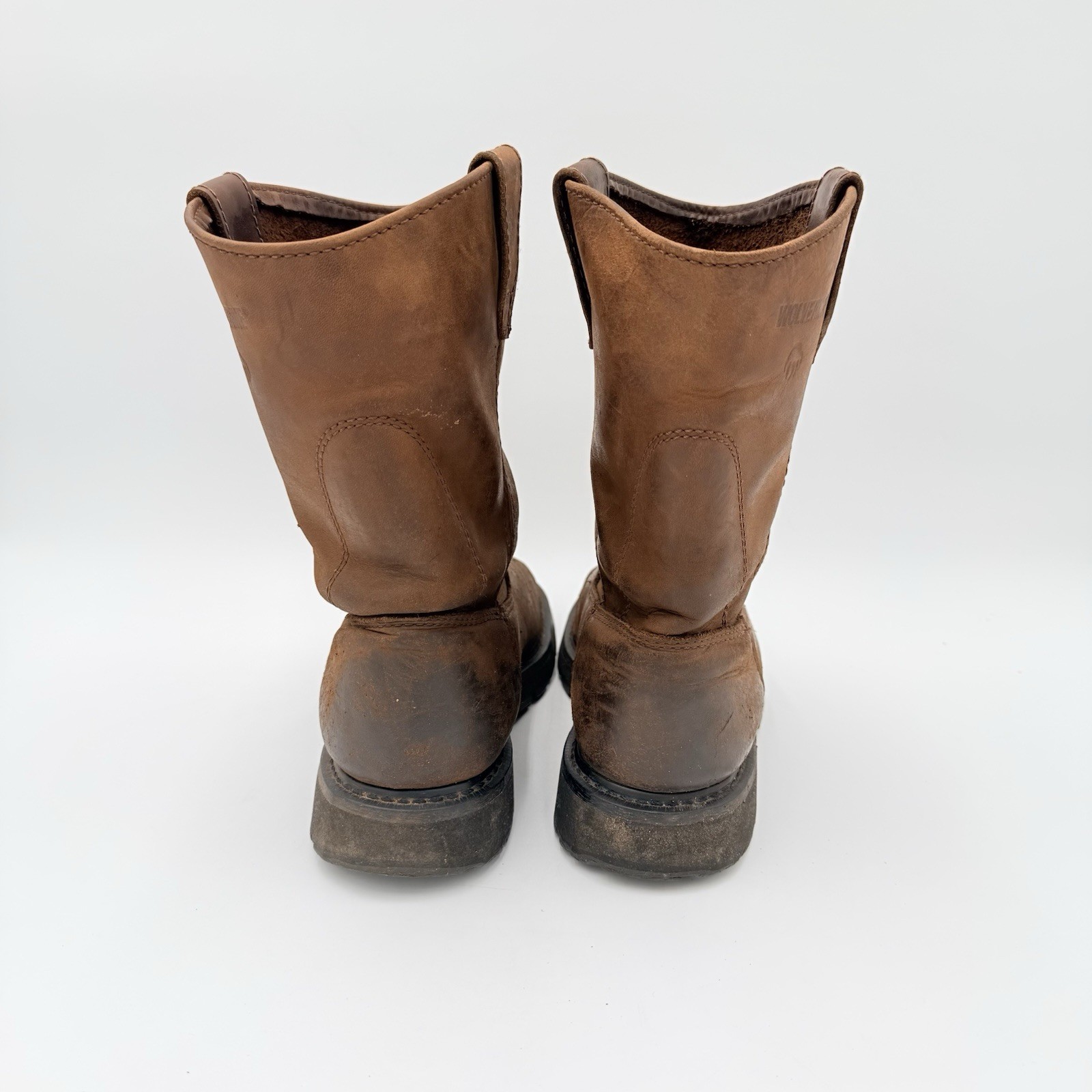 Wolverine Men 8.5M W04727 Leather Wellington Work Boots Pull On Brown