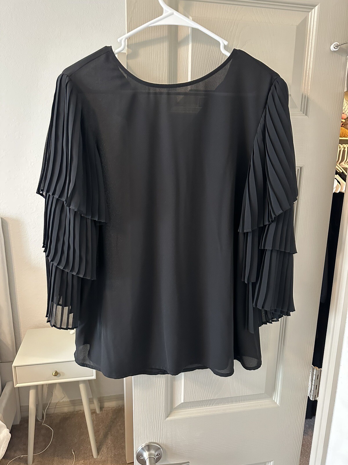 Black Blouse Layered Sleeves (size L) – Worn Once