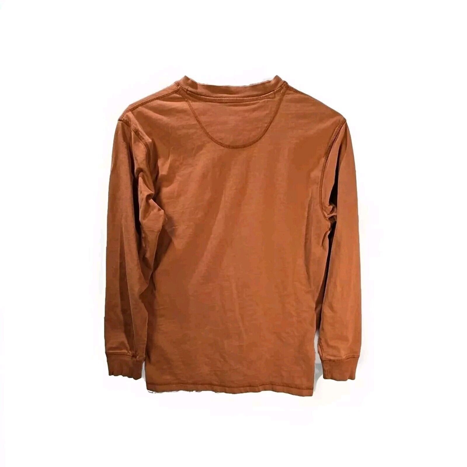 Cabela’s Mens Henley Shirt M Orange Long Sleeve 100% Cotton Work Casual