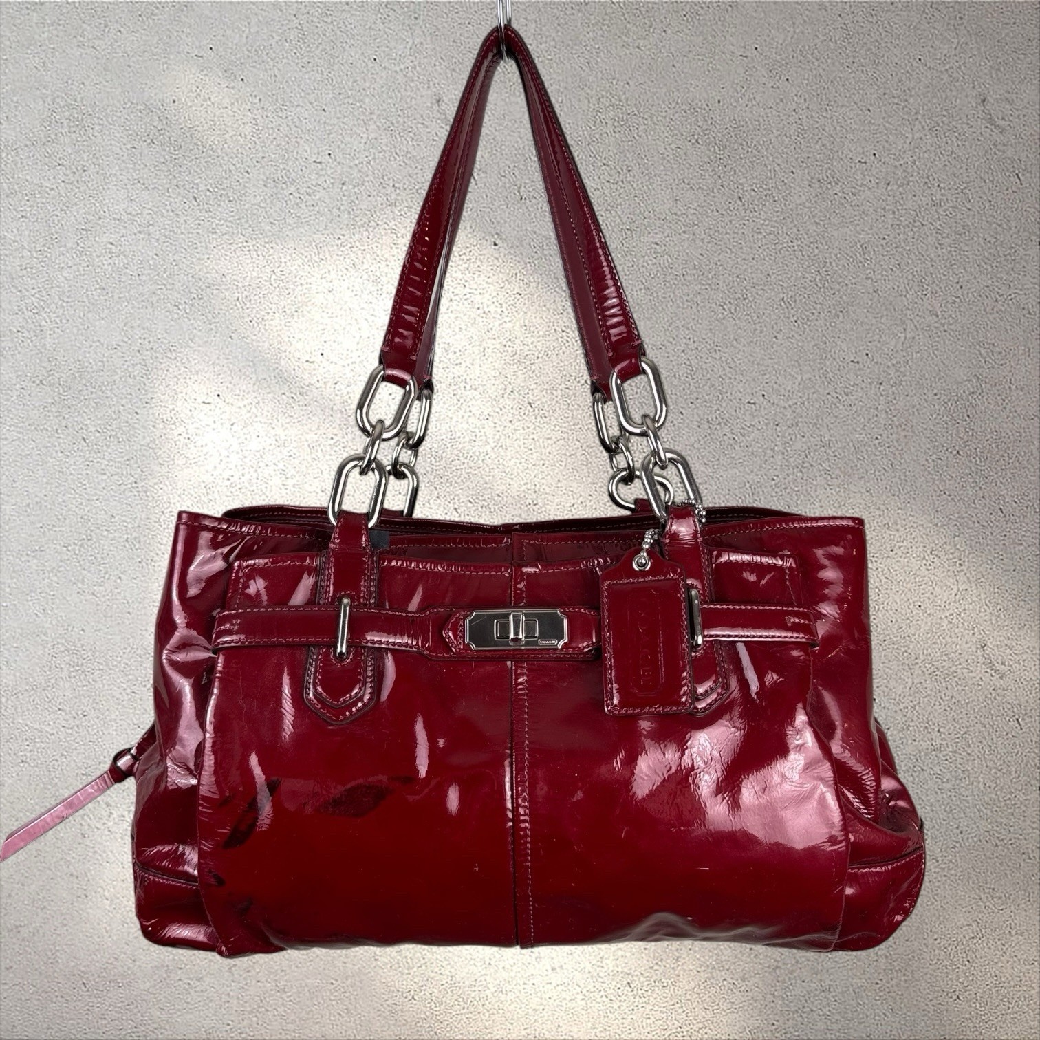 Coach Chelsea Jayden Burgundy Patent Leather Satchel Bag F17855 – RARE, HTF!!