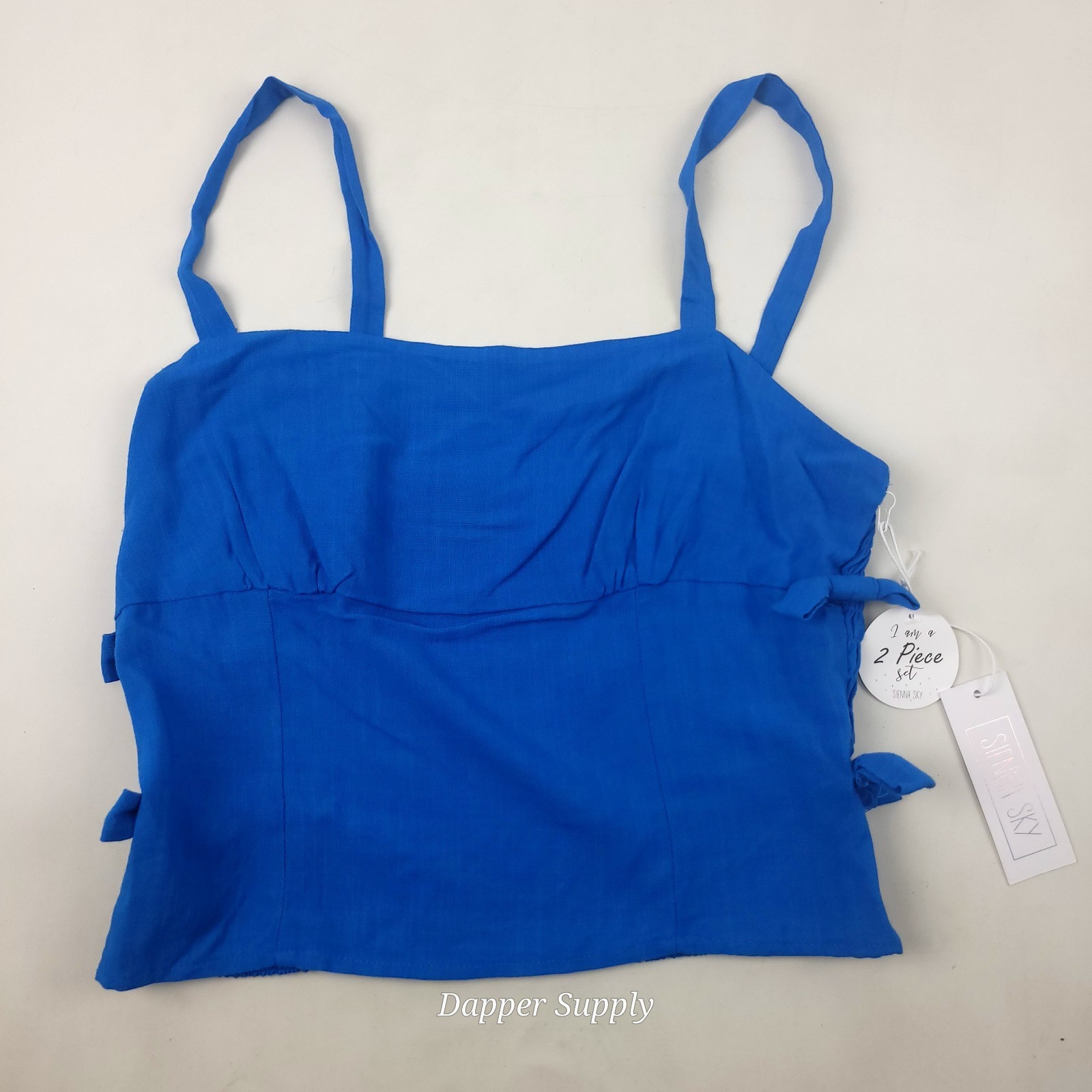 Sienna Sky Blue Tank Top Strap Sz Large Stretchy Bows New