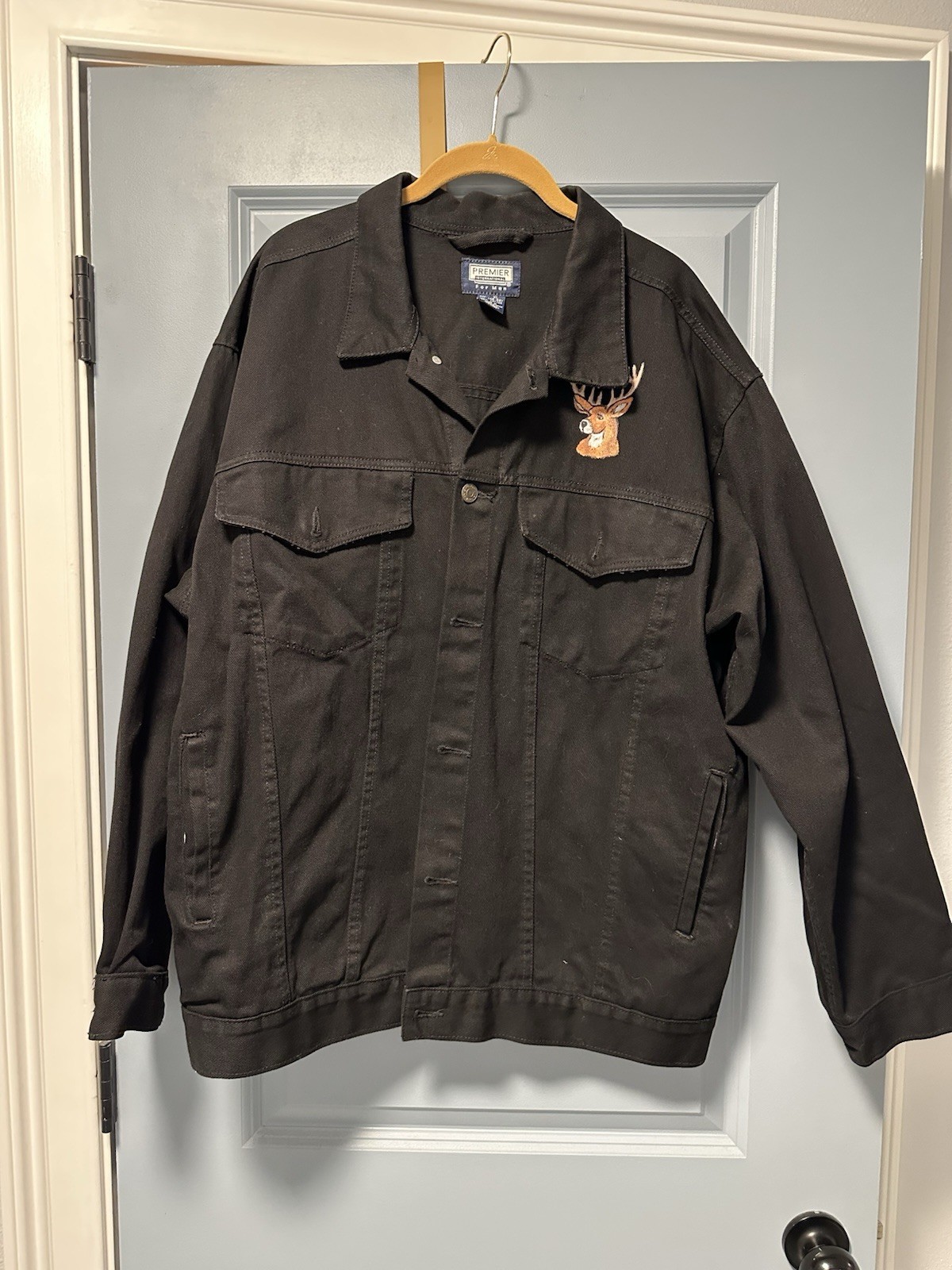 Premier International Dungaree Jacket Button Up Men XL Custom Deer