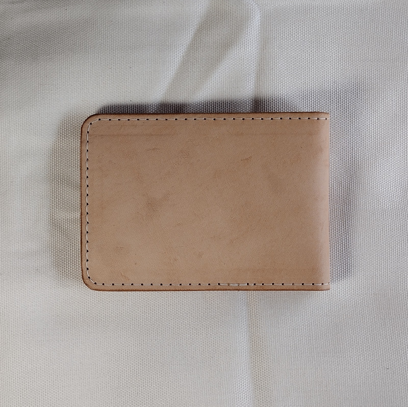handmade real leather card holder natural veg tan minimalist bifold