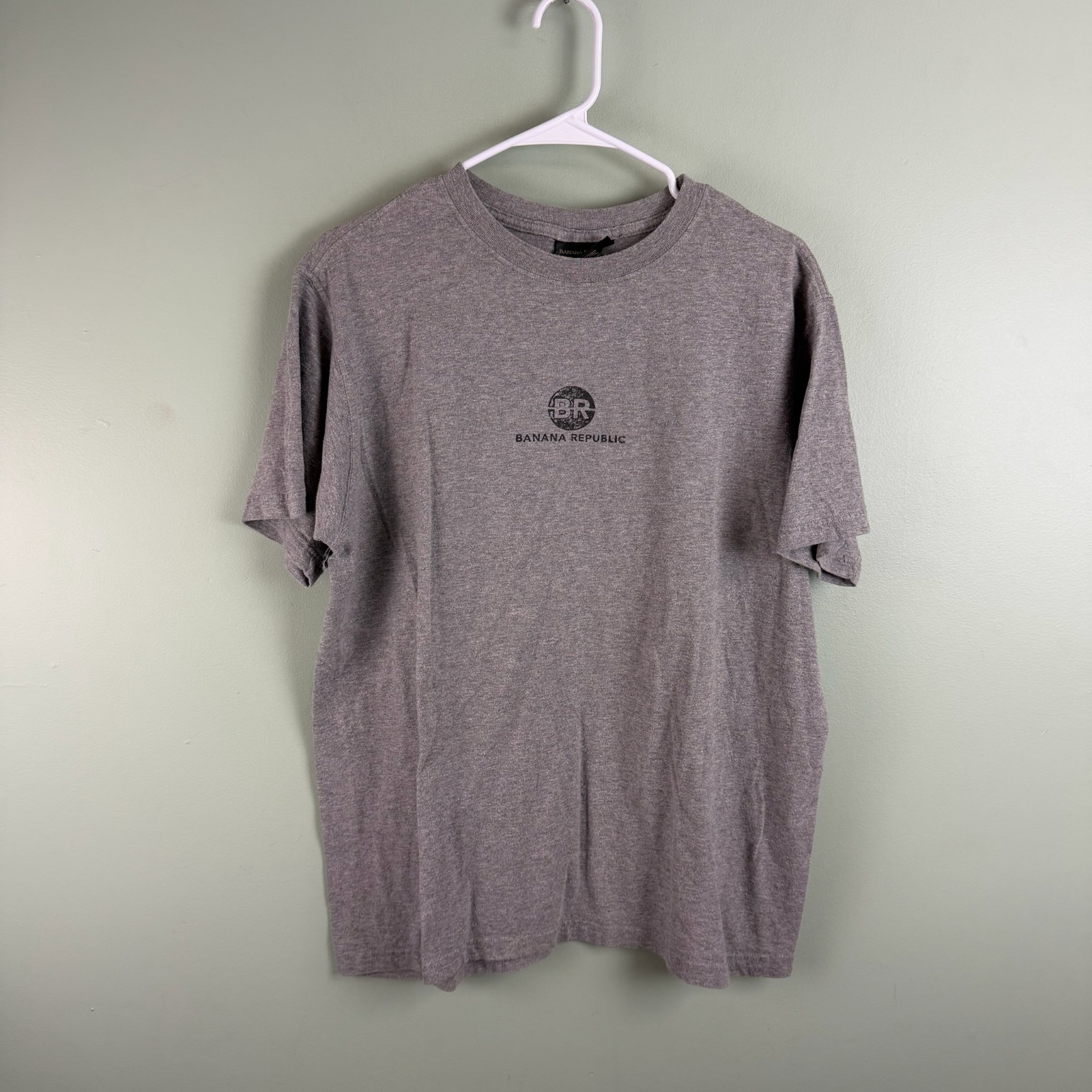 Banana Republic Grey 100% Cotton T-Shirt Simple Logo 90s USA Made SM Essential