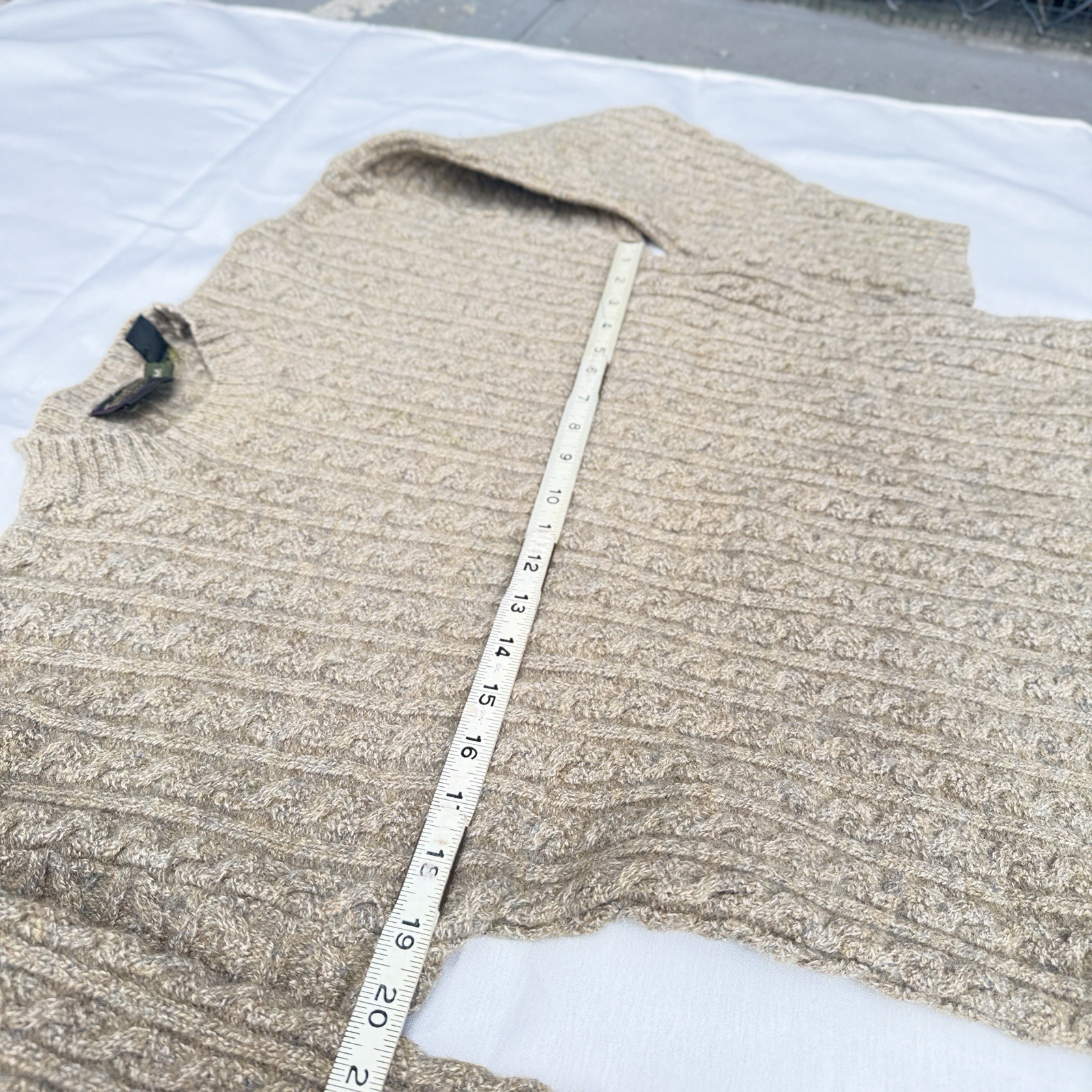 Vintage Timberland Fisherman Cable Knit Sweater Mens M Beige Lambswool P2P 19