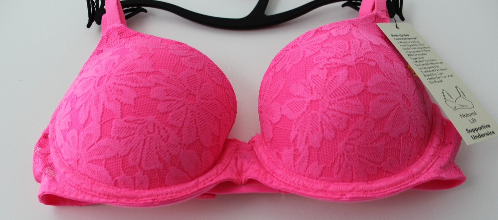 No Boundaries Womens All Over Lace Push Up Bra Sugarcup Pink Multisize NWT