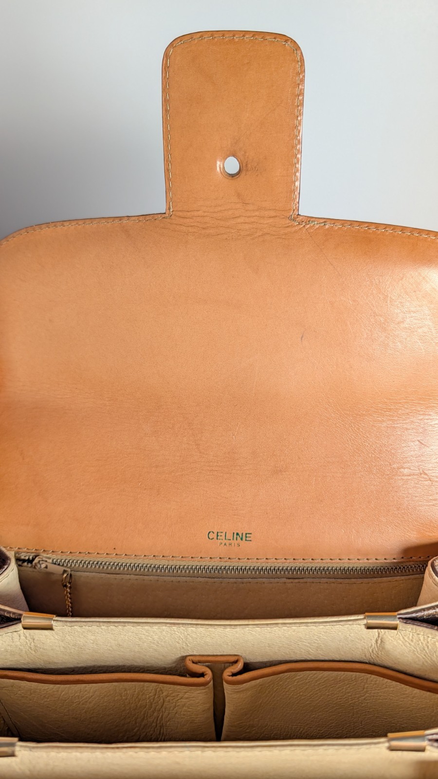 Authentic Vintage CELINE Macadam Crossbody/ Shoulder Bag Statement Gold Hardware