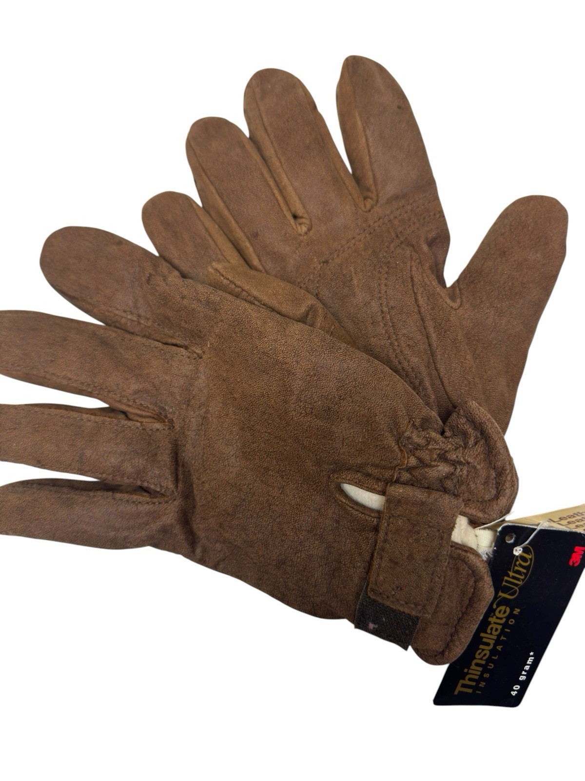 Leather Work Gloves Thinsulate Insulated Brown Winter Outdoor Mens NWT
