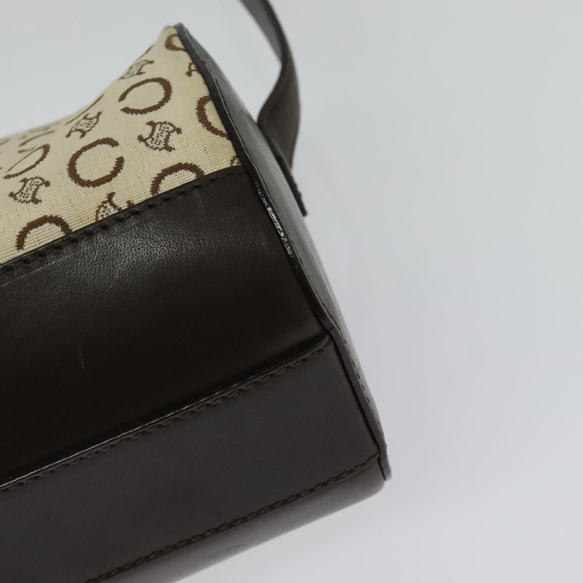 CELINE C Macadam Canvas Shoulder Bag Beige Gold Auth 142248