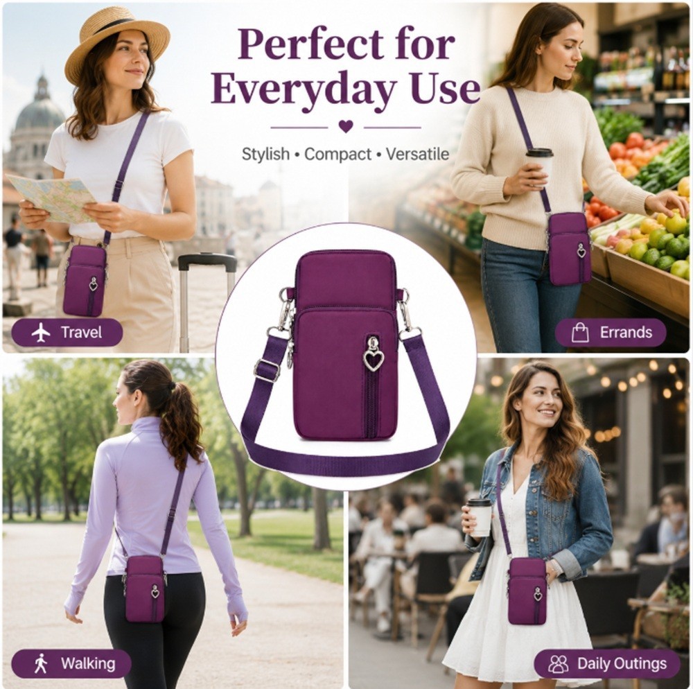 Mini Cross-Body Cell Phone Bag-Shoulder Strap Wallet Pouch, Compact Purse Holder