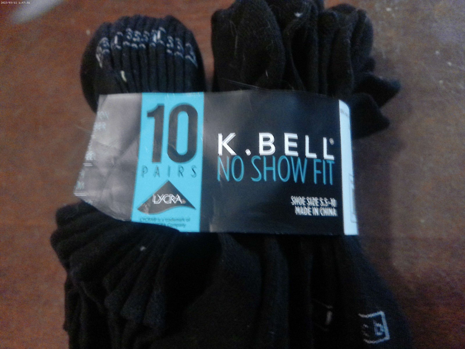10 PAIR OF K. BELL NO SHOW FIT SOCKS – PACKED AND LABELED- SIZE 5.5-10
