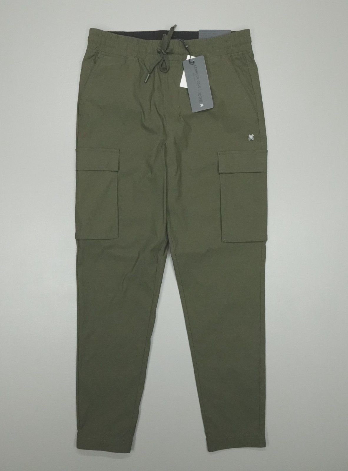 Kenneth Cole Active Mens Cargo Joggers Lightweight Stretch Water Repellent Green