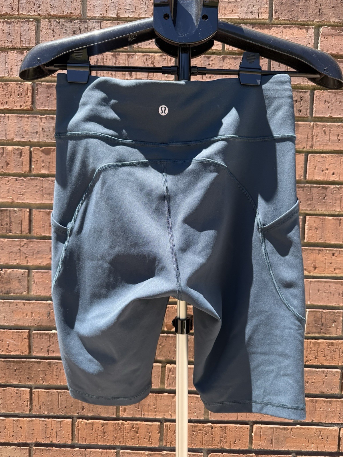Lululemon Fast and Free Biker Short Compression Blue Women Size 8 Teal High Rise