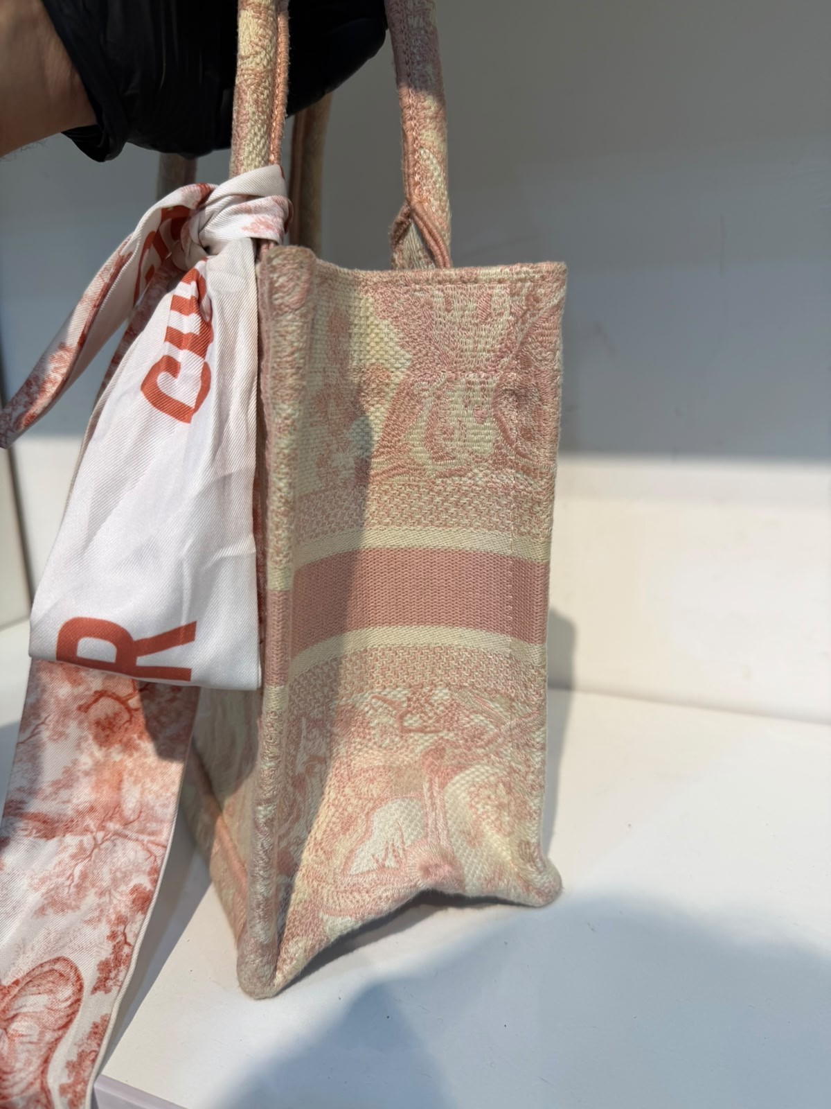 Christian Dior Medium Book Tote Pink Toile de Jouy Sauvage Embroidered Bag