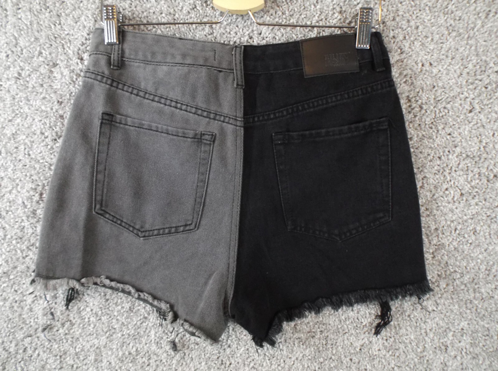 Blue Savvy Womens Cutoff Jean Shorts Destroyed Hem Denim Black White Size 7/28