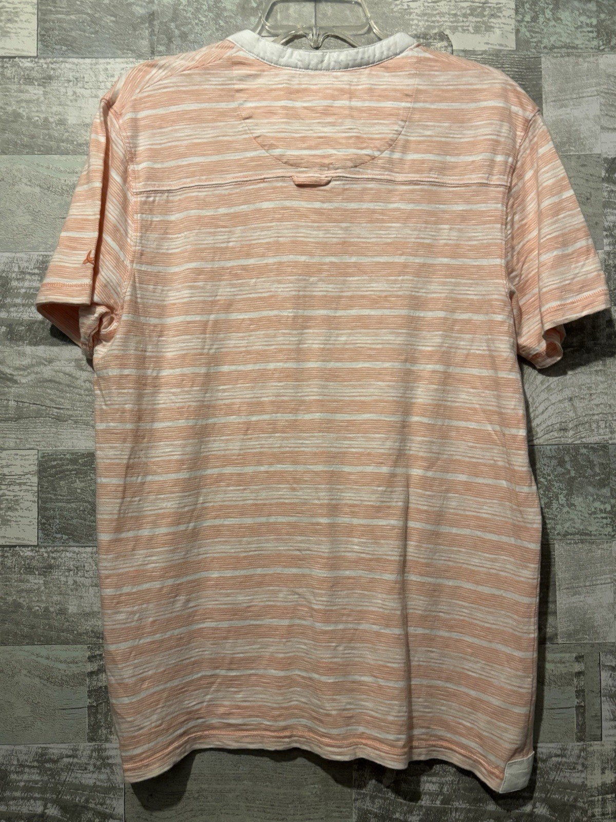 Mantaray / Debenhams Orange And White Textured Stripe Henley Size M – RARE UK