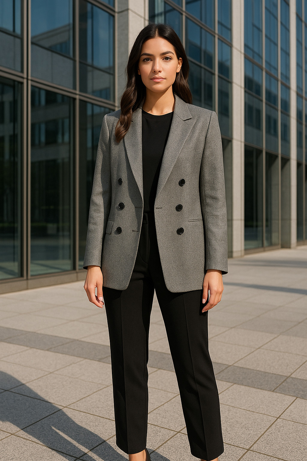 bar III Women’s 1X Gray Metallic Bi Stretch Faux Double Breasted Blazer Jacket