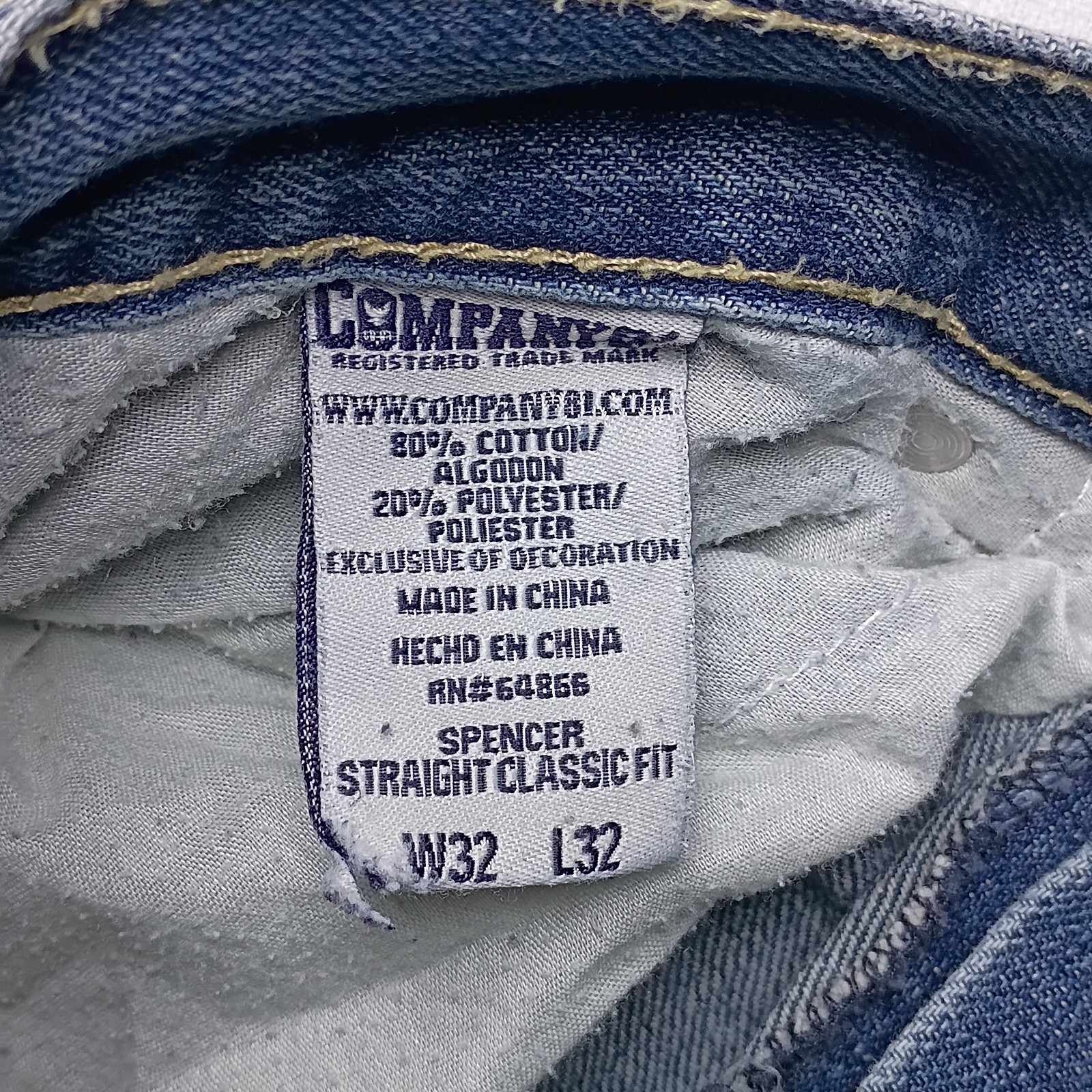 Company 81 Spencer Mens Straight Classic Fit Jeans 32X32 Medium Blue Wash