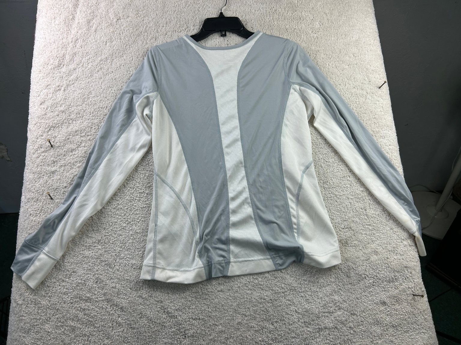 Lands’ End Women’s Top Medium Gray White Polyester Spandex
