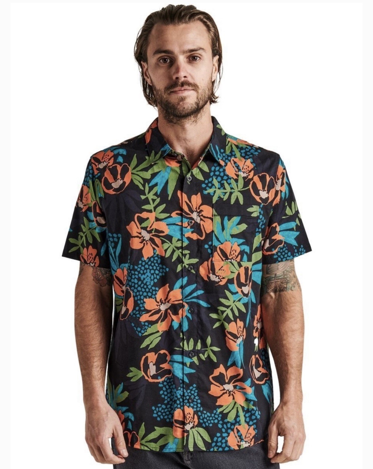Roark Men’s Shirt Small Tropical Floral Classic Short Sleeve Button Up Outdoors