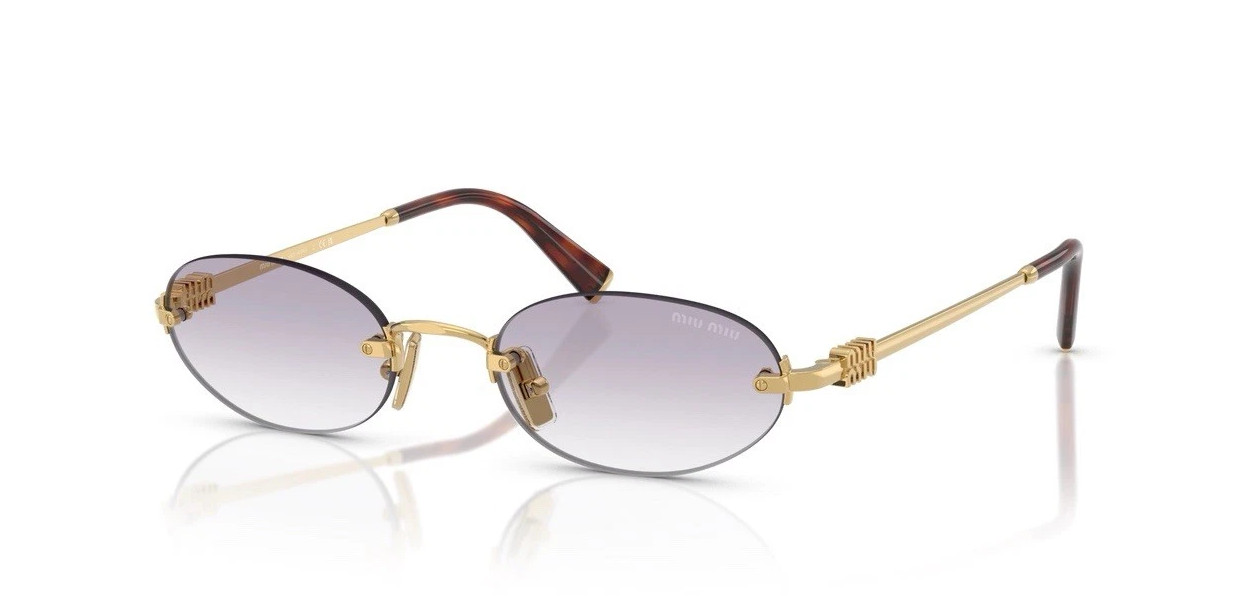 Miu Miu MU A54S 5AK04O Gold Gradient Light Grey Oval Rimless Sunglasses AUTHENTI