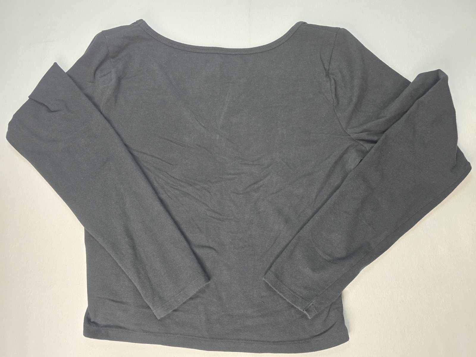 Hollister Must-Have Collection Black Corset Seam Long Sleeve V-Neck Top Women’s