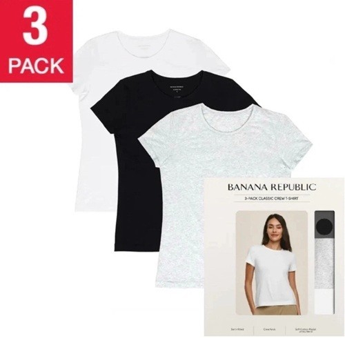 Banana Republic Women’s Classic Crew-Neck T-Shirt , 3pack