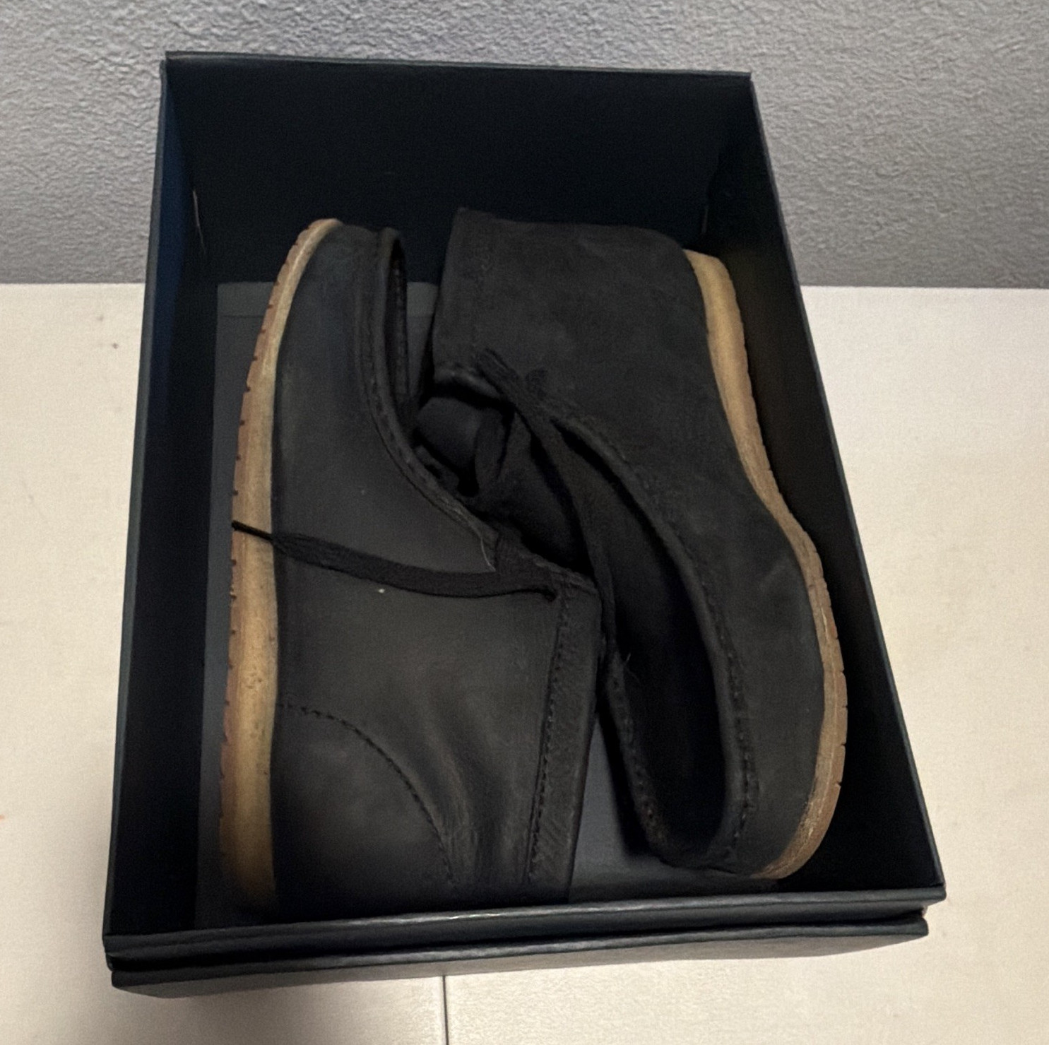 Clarks Men’s Black Leather Chukka Ankle Boots Square Toe Lace-Up US 12 M