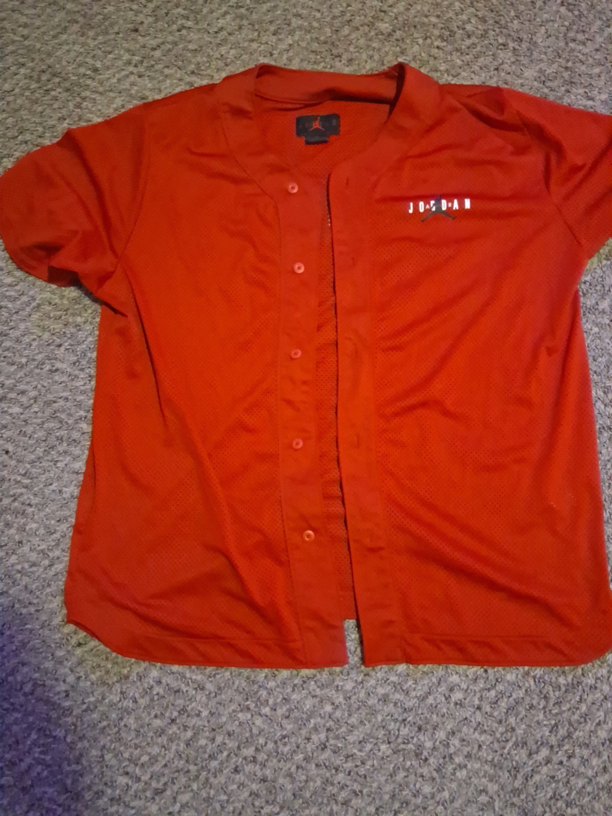 Jordan Red Mesh Breathable Jumpman Logo Button-Front Baseball Jersey Men’s M