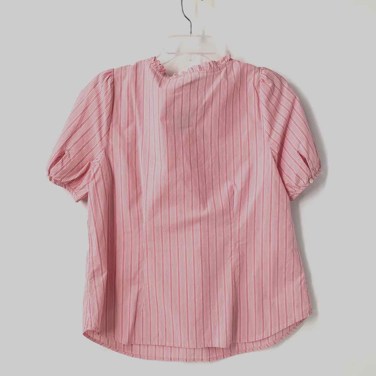 Size LARGE TALBOTS Pink White Stripe Casual Top