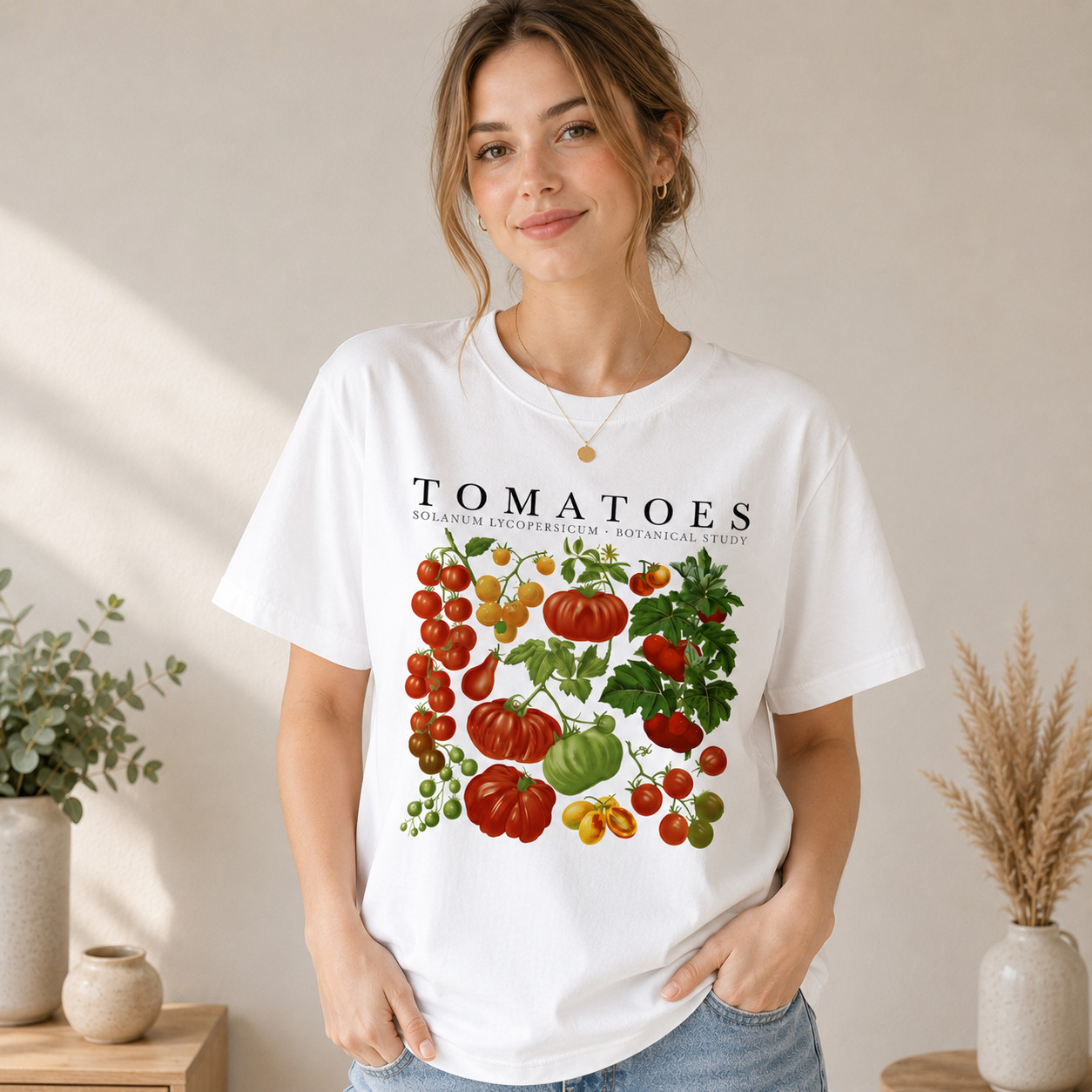 Vintage Tomatoes Botanical T Shirt Women Aesthetic Cottagecore Garden Lover Tee